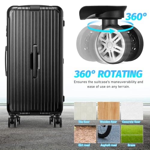 ULTECHNOVO Suitcase Wheels Replacement Kit - 4 Pack Double Rollers with 20 Screws & Screwdriver, Quiet TPE Rubber Caster for Luggage, Cabin Bag, Travel Trolley Case Repair - Black — view 2