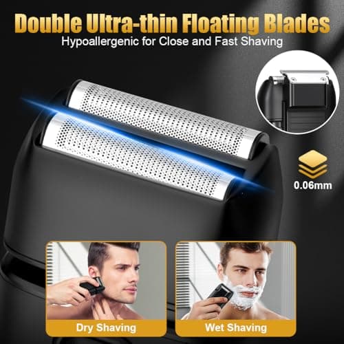 Flintronic Foil Shaver, Electric Razor for Men, 2 in 1 Electric Shavers with Pop Up Trimmer, Washable Shaving Head, USB-C Rechargeable, Mens Cordless Razor Shaving for Face Hair Beard Neck — view 3