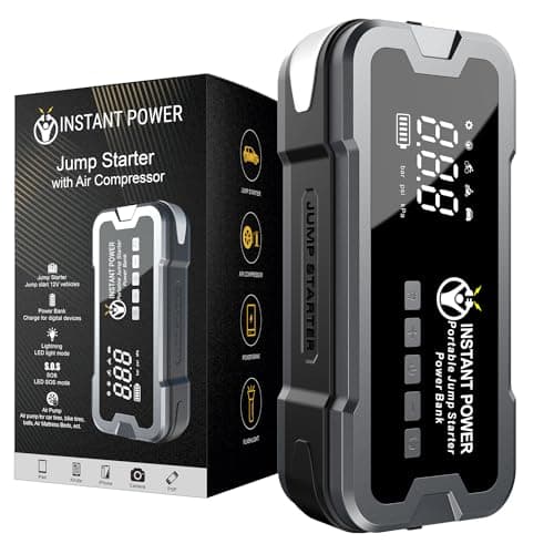 Instant Power Jump Starters - Jump Starter Power Pack and Air Compressor 4000 Amp 12 Volt - Portable Jump Starter Power Pack, Car Battery Jump Start 12-Volt Power Bank, 150PSI for Cars Vans Motorbikes — view 2
