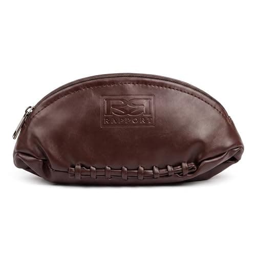 MM Mens Leather Rugby Ball Wash Bag Black Travel Toiletry