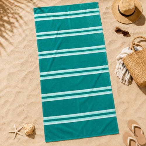 Adore Striped Beach Towels 2 Pack - Teal & Orange 75 x 150 cm — view 4