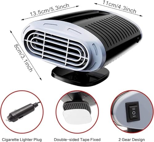 DSLIHA Car Heater 12v 150W Portable Car Heater for winter, Portable Auto Heater, Car Heater Fan with 2 in 1 Fast Heating/Cooling for Car Defroster Windshield Fast Defogger with Cigarette Lighter Plug — view 5