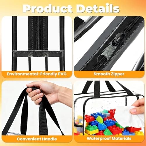 6 Pack Toy Storage Bags with Labels and Zipper, Reusable PVC Toy Organizer — view 3