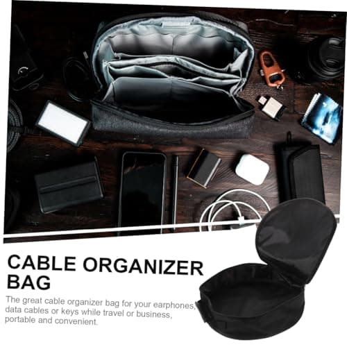 KOMBIUDA Portable Ev Cable Storage Case for Electric Car Charger Mini Organizer Bag Mesh Pockets for Car Travel and Home Use Black — view 3