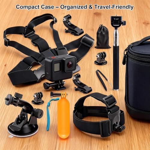 11-in-1 Action Camera Accessories Kit, Adjustable Chest Head Mount Bundle — view 6