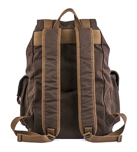 GOOTIUM Canvas Backpack - Vintage Outdoor Rucksack Travel Day Pack, Coffee — view 6