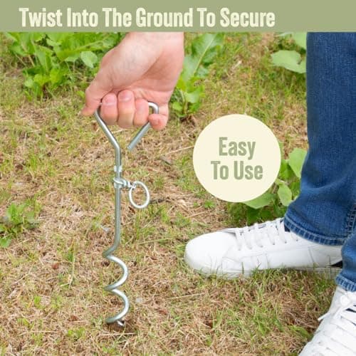 Milestone Camping 31690 Outdoor Corkscrew Tie Out Stake / Keyring Attachment / Tether Pets and Tents / Ideal for Camping, Hiking, Fishing and More — view 6