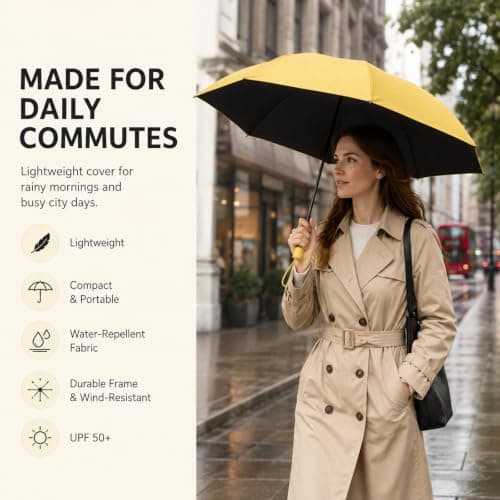 WHJYCC Compact Folding Umbrella - Lemon Yellow Travel Umbrella with Case — view 6