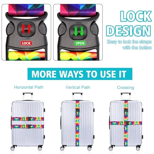 MOTONG 2 PCS Luggage Straps,200 CM Adjustable Suitcase Straps Personalised Luggage Straps Suitcases Heavy Duty Suitcase Belts Thickened Luggage Belt with Quick Release Buckle Camouflage — view 4
