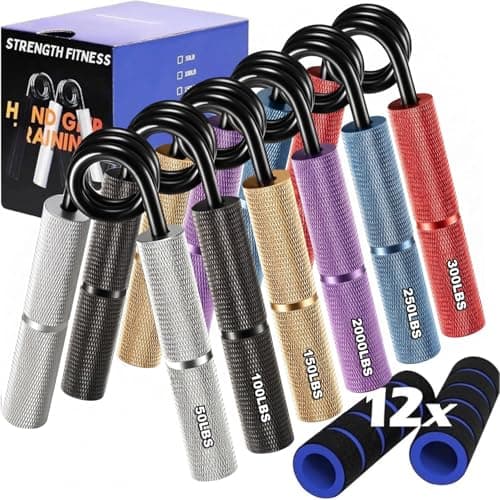 Grip Strength Trainer Set 6 Pack - 50-300 LBS Adjustable Resistance Forearm Exerciser, Wrist Forearm Strengthener,Metal Hand Grip Gripper Strengthener for Strength Training, Rehabilitation, Climbing