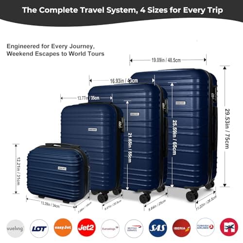 Luggage Depot Family Trip Luggage Set, TSA Lock, Spinner Wheels, Navy Blue — view 2