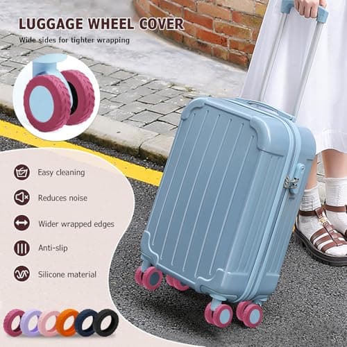 Luggage Wheel Covers, Anti Dust & Scratch, For 2-2.4" wheels - Hot Pink — view 3