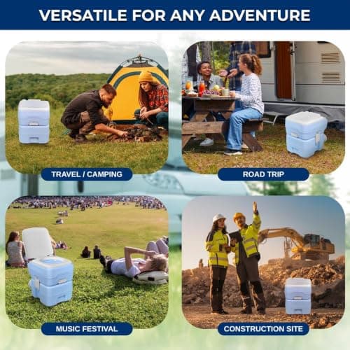 SereneLife 20L Outdoor Camping, Portable Toilet, Comfortable Flushable Portable Toilets for Adults, Travel Toilet, Porta Potty Loo, Detachable Waste Tank- Leak Proof & Carry Bag — view 6