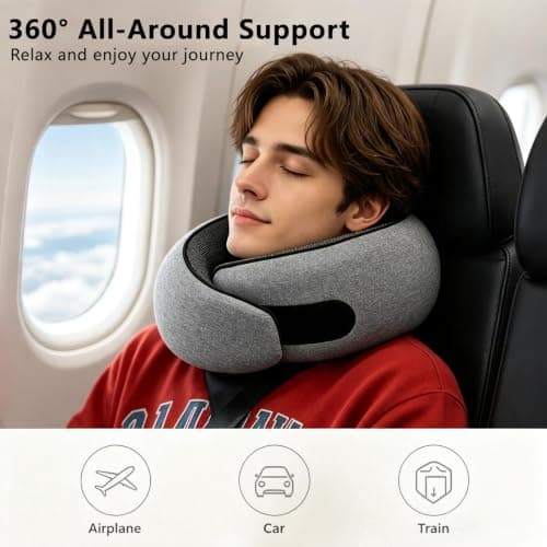 ANBOWEI Memory Foam Travel Pillow, U Shaped Airplane Neck Pillow for Adult — view 2