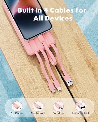 Charmast Power Bank with Built in Cables X 4, 10000mAh Portable Charger — view 2