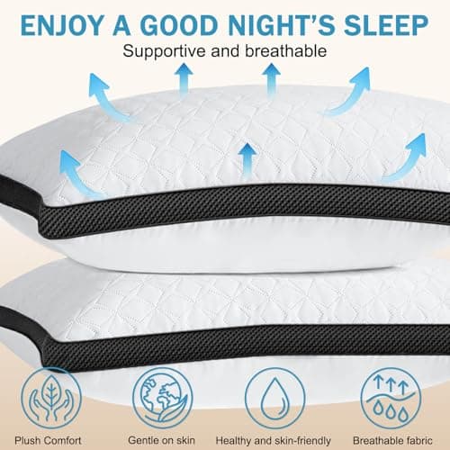 TINCOOL Pillows 2 Pack, Hotel Quality Luxury Pillows For Neck And Shoulder Pain, Neck Support Pillow for Bed & Sofa, Soft & Supportive, Breathable & Washable Standard Size 42x70cm for all Sleepers — view 3