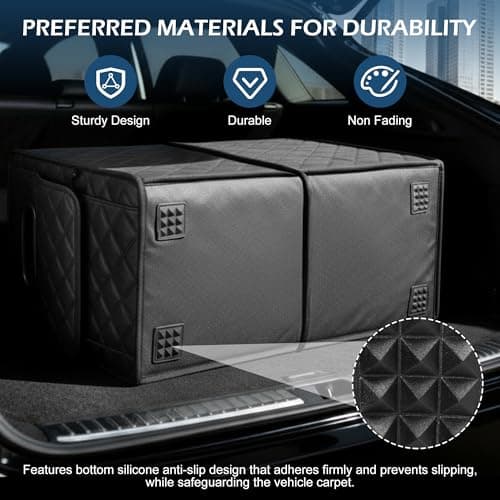 Einesin Car Trunk Organizer and Storage with 7 Pocket,for Women & Men, Collapsible Trunk Organizer for most Cars, 47L Multi-Compartment Car Trunk Organzier, Black (21.3 * 11.4 * 11.4 In) (55x30x35cm) — view 5