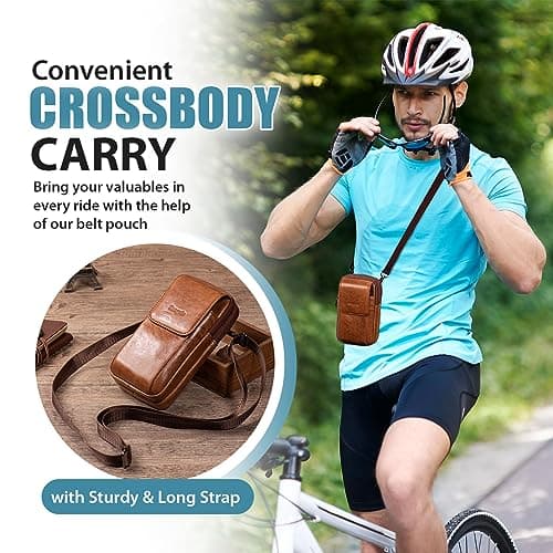 Hengwin Phone Belt Holder, Genuine Leather Cellphone Bag, Men’s Shoulder Crossbody Purse, Small Card Money Travel Pouch with Strap Mobile — view 6
