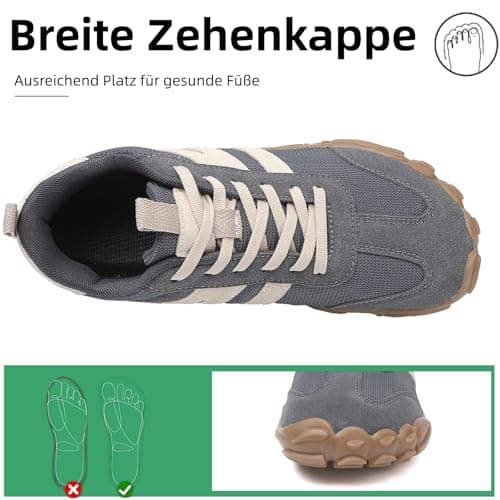 Barefoot Shoes Mens Womens Trail Running Shoes Outdoor Zero Drop Wide Toe Box Shoes Lightweight Walking Sneakers Non Slip Hike Footwear Minimalist Fitness Shoes，Grey，11UK — view 3