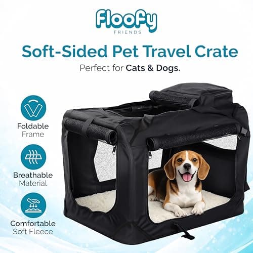 Floofy Friends Soft-Sided Dog Travel Crate - Foldable, Breathable Pet Carrier for Small Dogs & Cats, Ideal for Car Travel & Home Use — view 2