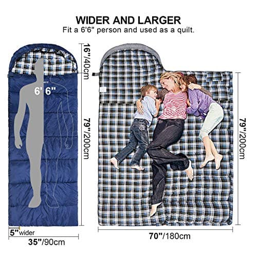 REDCAMP XL Winter Cotton Sleeping Bag for Adult,4 Season Cold Weather,2lbs — view 3