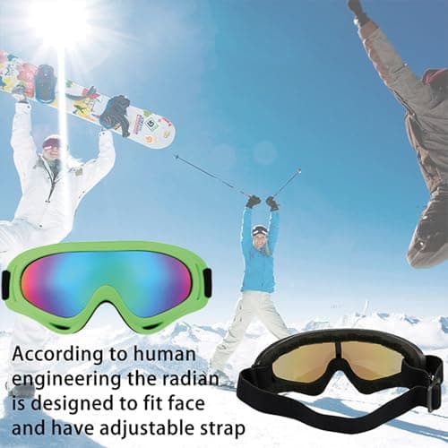 MaoMaoCha Ski Goggles Snowboard Goggles for Men Women Kids Cycling Motorcycle Snowmobile UV Protection Goggles Winter Snow Sports Glasses for Youth Adult Teens Boys & Girls (Green) — view 5