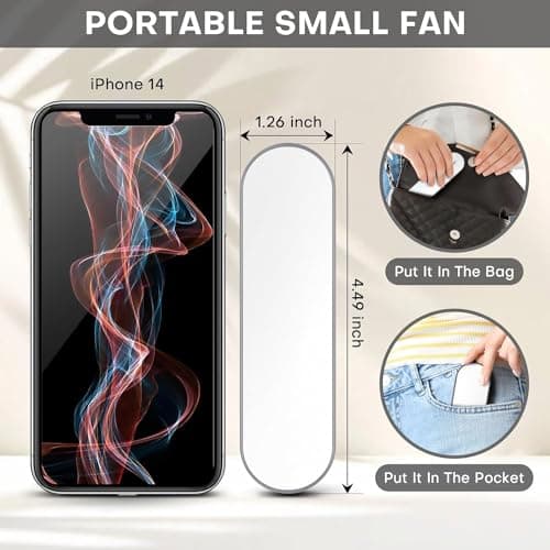 Venforze Mini Fan Handheld, 2 Speeds Rechargeable Quiet Fan[9-15 Working Hours], Portable Small Pocket Size Personal Hand Fan for Travel, Outdoor, Indoor and Easy Make up (White) — view 3