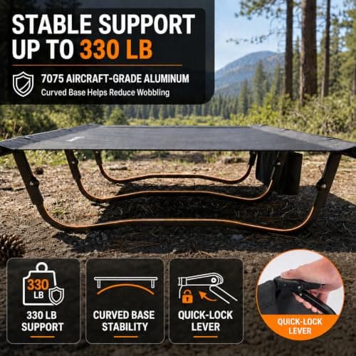 OVERMONT Portable Camping Bed for Adult - Ultralight with Pocket — view 3
