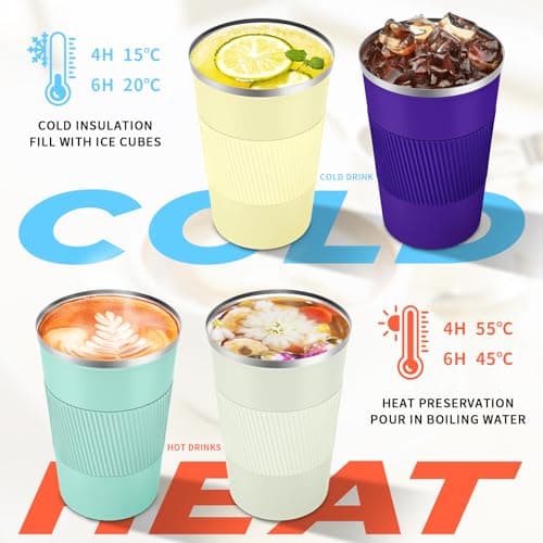 KETIEE Coffee Mug to Go, 380 ml Thermal Mug, Coffee-to-Go, Double-Walled Travel Mug, Vacuum Insulated Mug with Leak-Proof Lid for Coffee and Tea, Milk Yellow — view 5