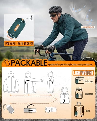 Outdoor Ventures Men's Waterproof Jackets Lightweight Windproof Raincoat — view 6