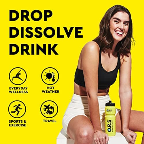 O.R.S Hydration Official Sports Reusable Water Bottle, for Kids or Adults, BPA-Free Drinking Bottle with Transparent Measuring Strip & Sports Cap, Leak Proof, 750ml, Yellow — view 4