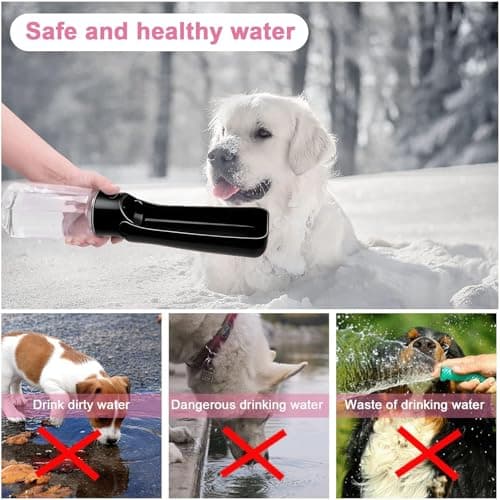 Canareen Foldable Travel Dog Water Bottle for Dog Cat Outdoor(Black, 550ml) — view 6