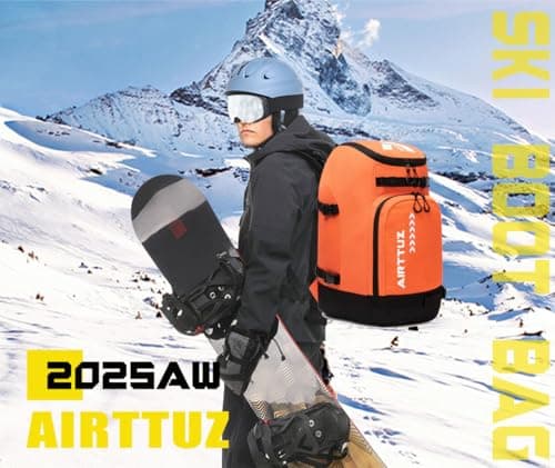 AIRTTUZ Ski Boot Bag - Ski and Snowboard Boots Backpack，Excellent for Travel with Waterproof Exterior & Bottom - for Men, Women and Youth. (ORANGE) — view 2