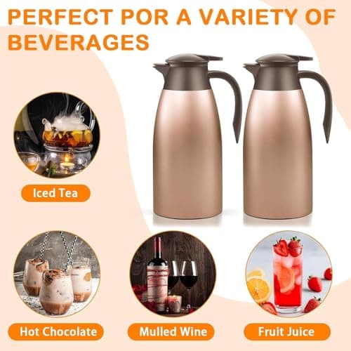 2 Pack Thermos Flask and Coffee Flask, 2L Stainless Steel Thermal Jugs — view 6