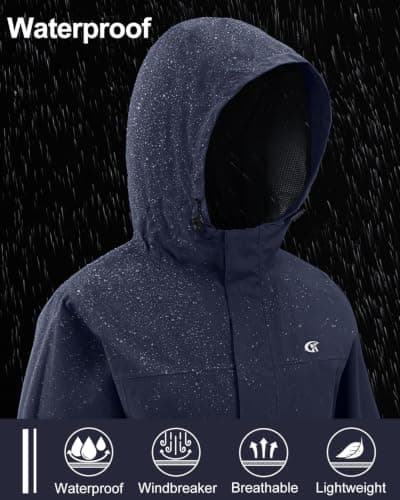 Huayuzh Womens Waterproof Jacket Rain Coats Lightweight Navy Blue M — view 5