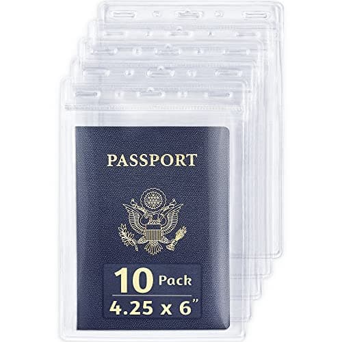 Passport, ID Card, Name Badge Holders - 4x6, 10 PK, Vertical Zipperless