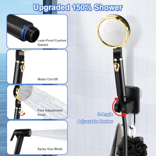 Anesty Portable Camping Shower Kit, 6000mAh Rechargeable Portable Shower Pump with Smart Display, 20L Foldable Bucket & Accessories for Outdoor Hiking, Travel, Car, Pet — view 5