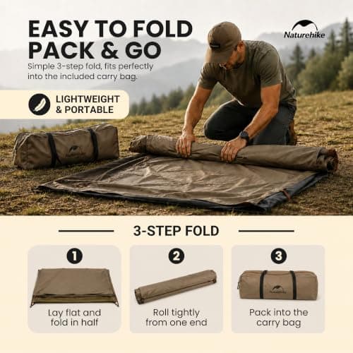 Naturehike Cloud-Creek Series 3 Person Tent – Lightweight Waterproof Camping & Backpacking Tent with Aluminium Poles, UPF50+ & Double Layer Design Brown — view 5