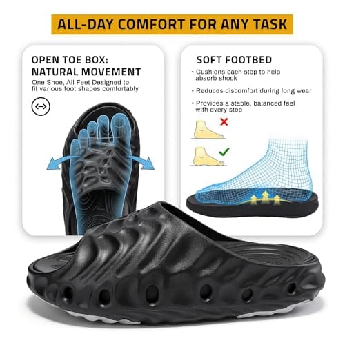 MIXIN Mens Sandals,Arch Support Recovery Lightweight Sport Slides Slippers with Removable Insoles, Open Toe Non-Slip Shoes for Beach, Garden, Travel & Daily Wear Black UK7-8 — view 3