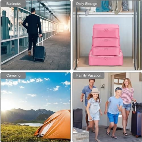 LANSKLBD 6/8 Set Packing Cubes for Suitcases Travel Luggage Packing Organizers,Travel Accessories Essentials Luggage Organizer with Shoe/Tioletry/Laundry Bag (Pink, 6 set) — view 6