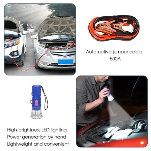 MEETOZ Car Emergency Breakdown Safety Kit 10-in-1 Vehicle Europe Roadside Assistance Travel Kit with Jump Leads, Tow Rope, Warning Triangle, Hi-Vis Vest, Emergency Hammer etc — view 3