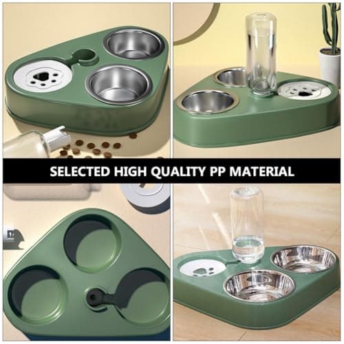 Green Automatic Cat Water Bowl Feeding Set with 500ml Bottle — view 4