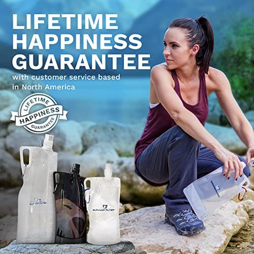 SURVIVOR FILTER 1L Clear Collapsible Water Bottle - Travel, Hiking, Foldable, BPA-Free - 2 x 33oz — view 6