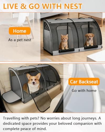 Large Pet Carriers for Car, Foldable Car Pet Seat for 2 Cats - 100×50×50cm — view 3