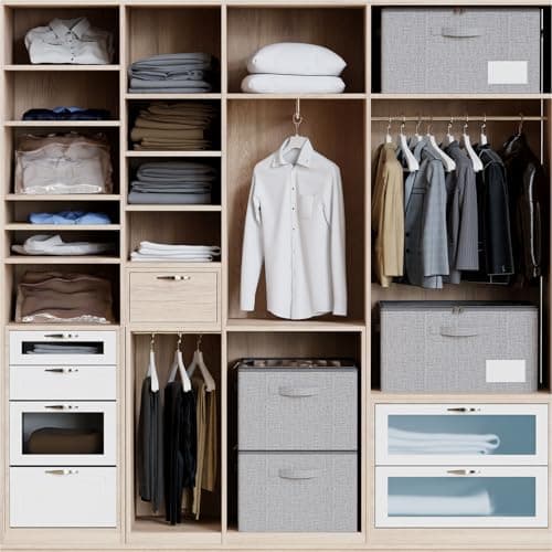 WANGIRL Fabric Shoe Storage Box, Fits 12 Pairs, Foldable Shoe Organiser for Wardrobe with Clear Lids, Bottom Support and Reinforced Handles, 1 Pack Grey — view 4
