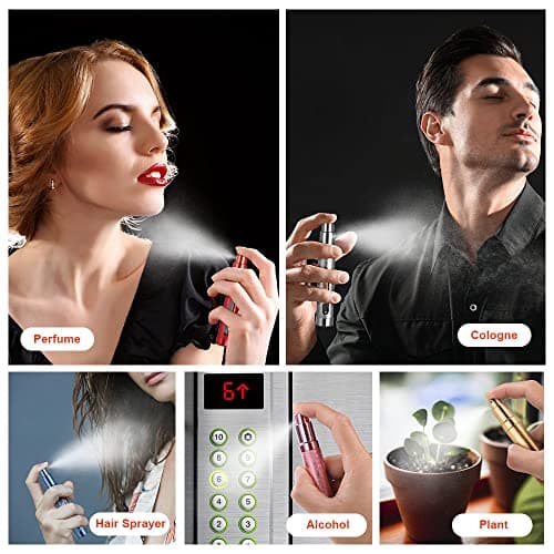 ACWOO Perfume Atomiser Bottles, 5Pcs 12ml Refillable Perfume Atomizer Empty Spray Bottles, Travel Fine Mist Fragrance Bottle with Window, Portable Purse Pocket Handbag Perfume Bottle for Men and Women — view 5