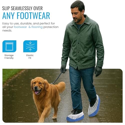 TYGA 20 Pieces Waterproof Reusable Shoe Covers - Blue & White — view 4