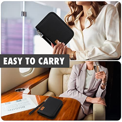 Passport Holder Travel Wallet for 2 Passports, RFID Blocking, Black — view 6