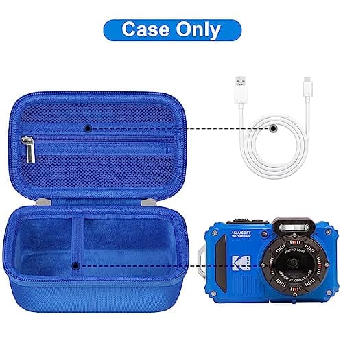 Canboc Carrying Travel Case for Kodak PIXPRO WPZ2 Rugged Waterproof Digital Camera, Underwater Photography Camera Bag, Zipper Mesh Pocket fits USB Cable, Battery, Adapter, Blue (Case Only) — view 2