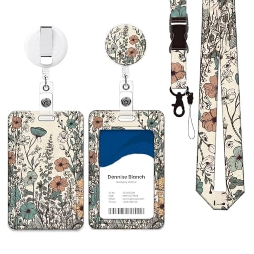 Detachable Luggage Tag & Badge Holder with Lanyard, Convertible Travel Suitcase Identifier and Retractable ID Card Reel for Women Men, Office, Nurse, Gift